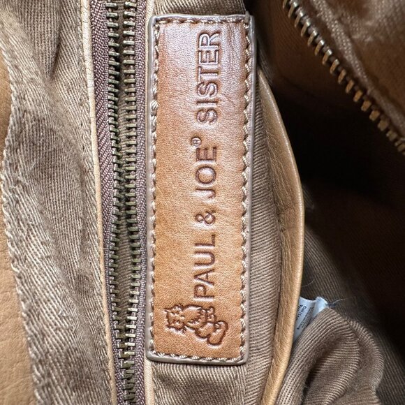 Paul & Joe Sister Tan Leather Y2K Hobo Bag With Adjustable Strap & Multiple Comp - Picture 3 of 16